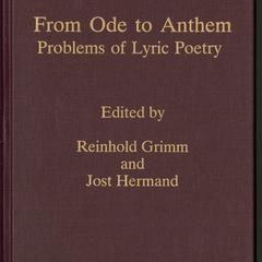From ode to anthem : problems of lyric poetry