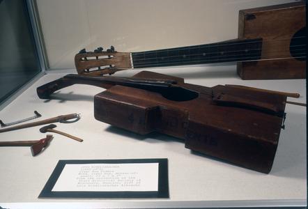 Paul Bunyan harp and cigar box fiddle