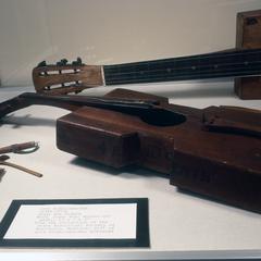 Paul Bunyan harp and cigar box fiddle