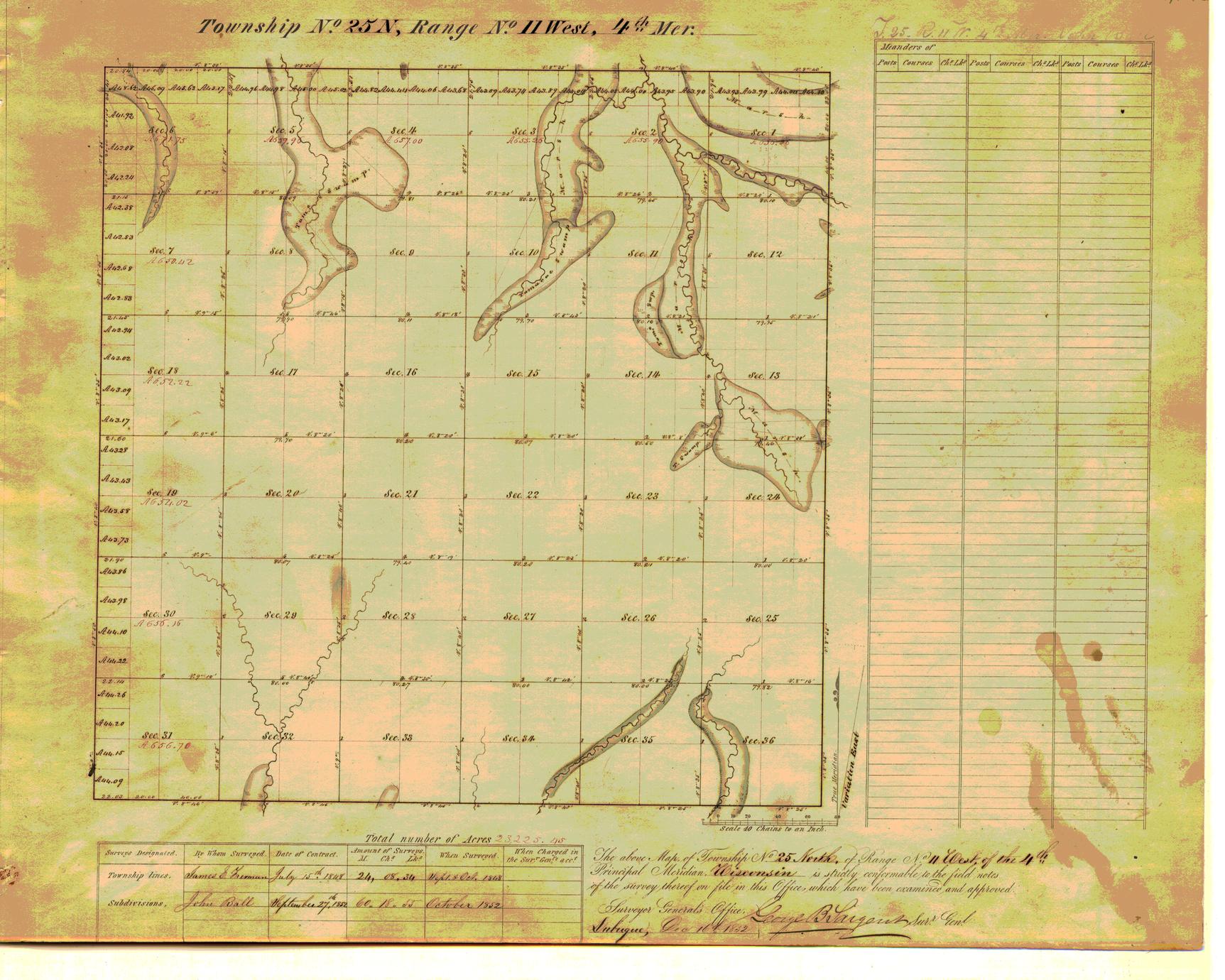[Public Land Survey System map: Wisconsin Township 25 North, Range 11 West]