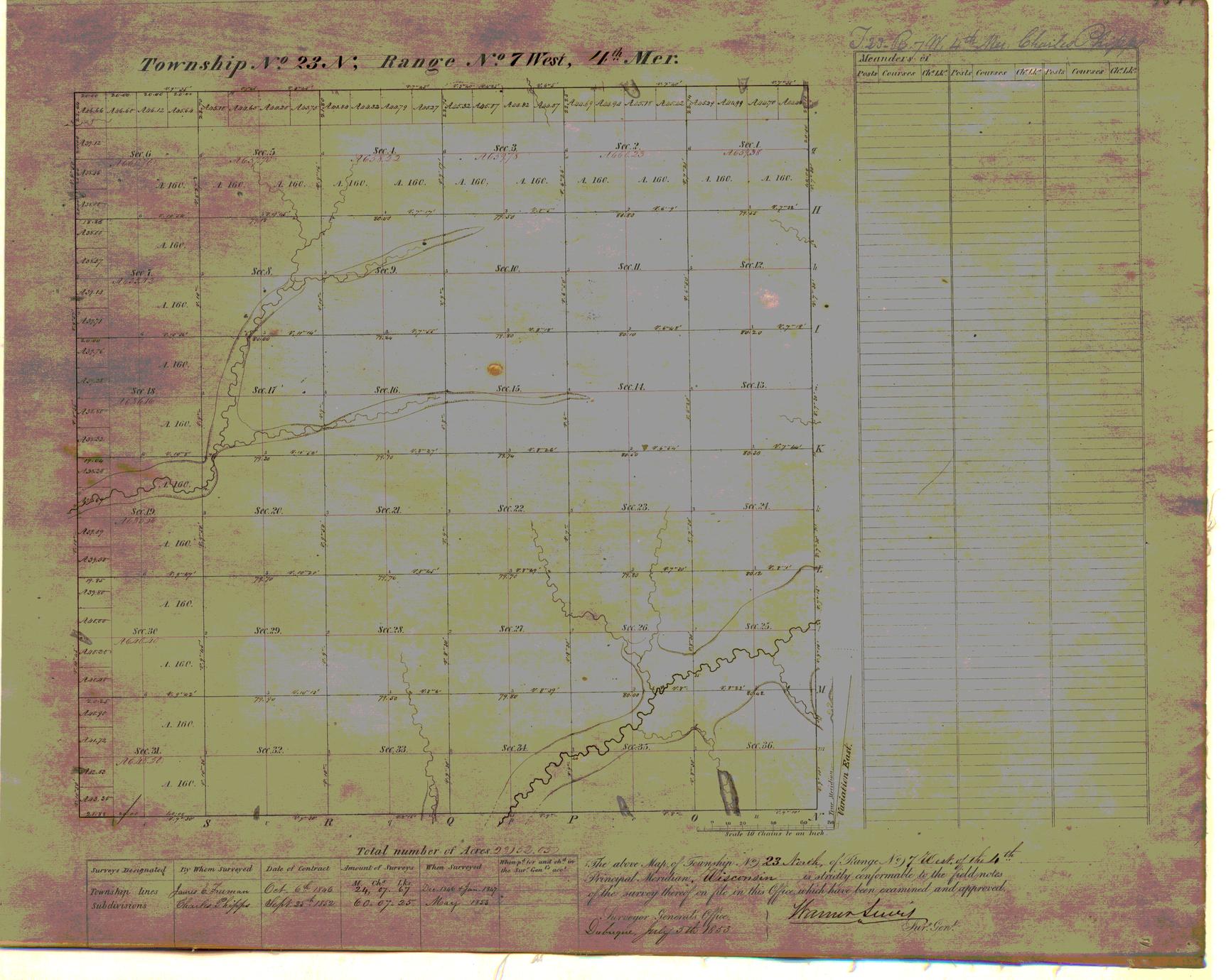 [Public Land Survey System map: Wisconsin Township 23 North, Range 07 West]
