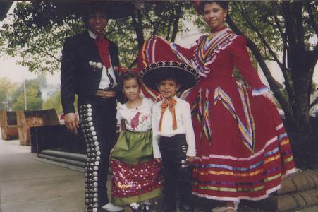 Family in Mexican traditional dress