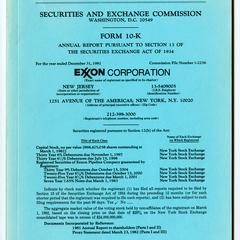 Form 10-K : Annual report pursuant to Section 13 of the Securities Exchange Act of 1934 : for the year ended December 31, 1981, Exxon Corporation