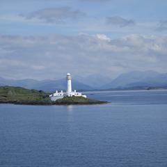 Isle of Mull, Lismore lighthouse looking toward the mainland of Argyll