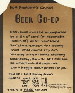 Holt President's Council Book Co-op poster