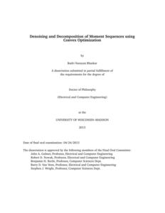 Denoising and Decomposition of Moment Sequences using Convex Optimization