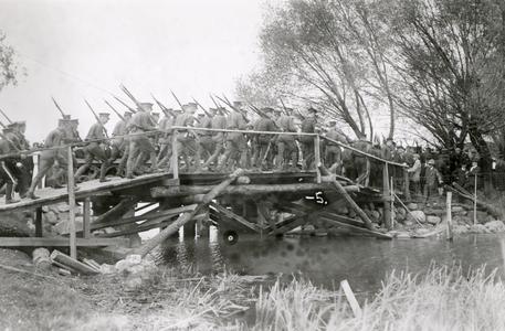 Cadets crossing bridge