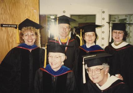 Teachers dressed for 1995-1996 commencement