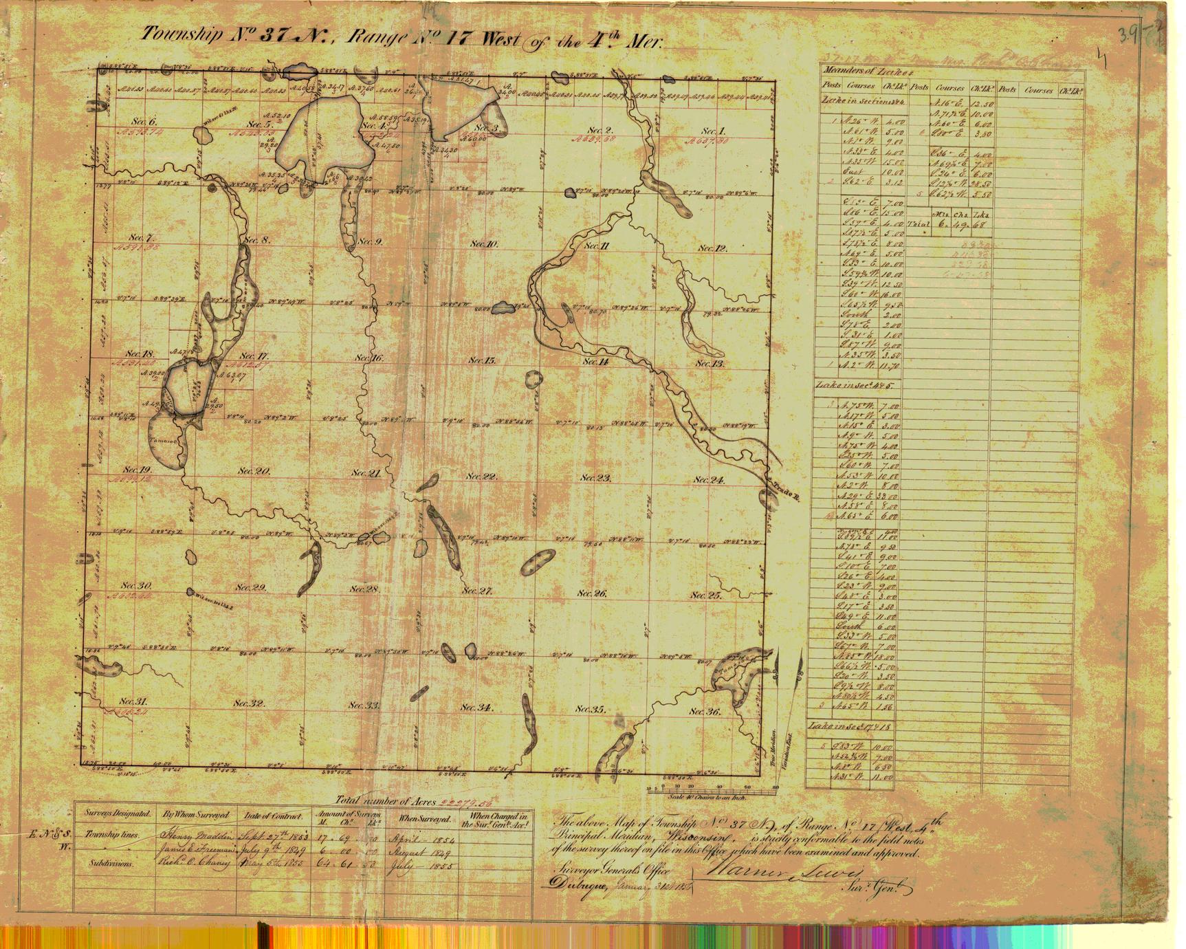 [Public Land Survey System map: Wisconsin Township 37 North, Range 17 West]