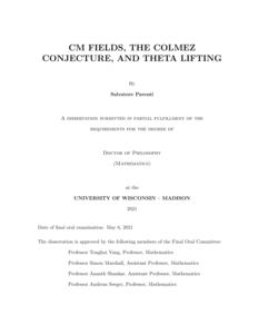 CM Fields, The Colmez Conjecture, And Theta Lifting