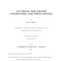 CM Fields, The Colmez Conjecture, And Theta Lifting