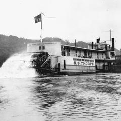 Stern side view of the S.S. Thorpe pushing barge