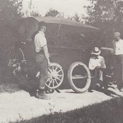 1918 Training camp - repairing flat tire