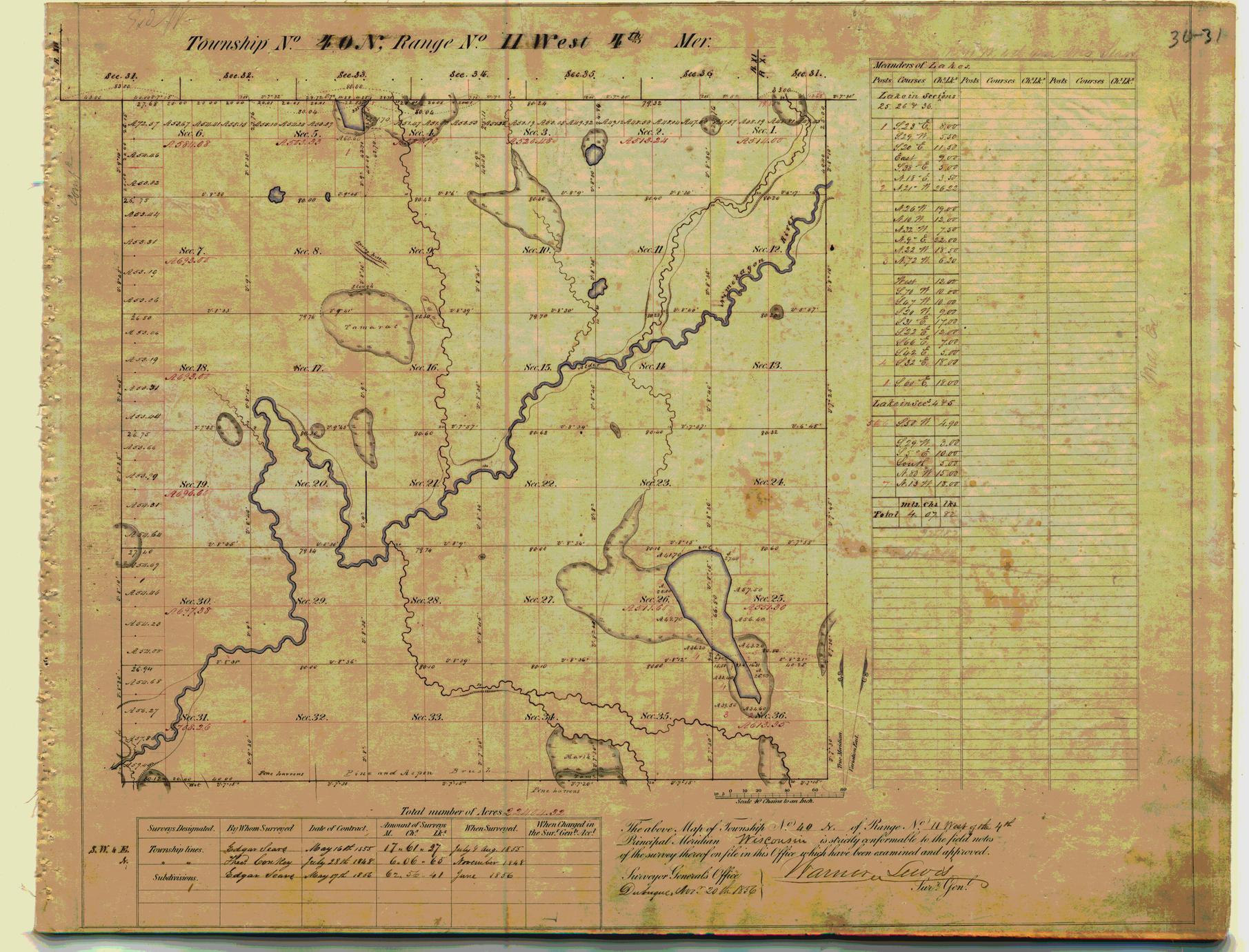 [Public Land Survey System map: Wisconsin Township 40 North, Range 11 West]