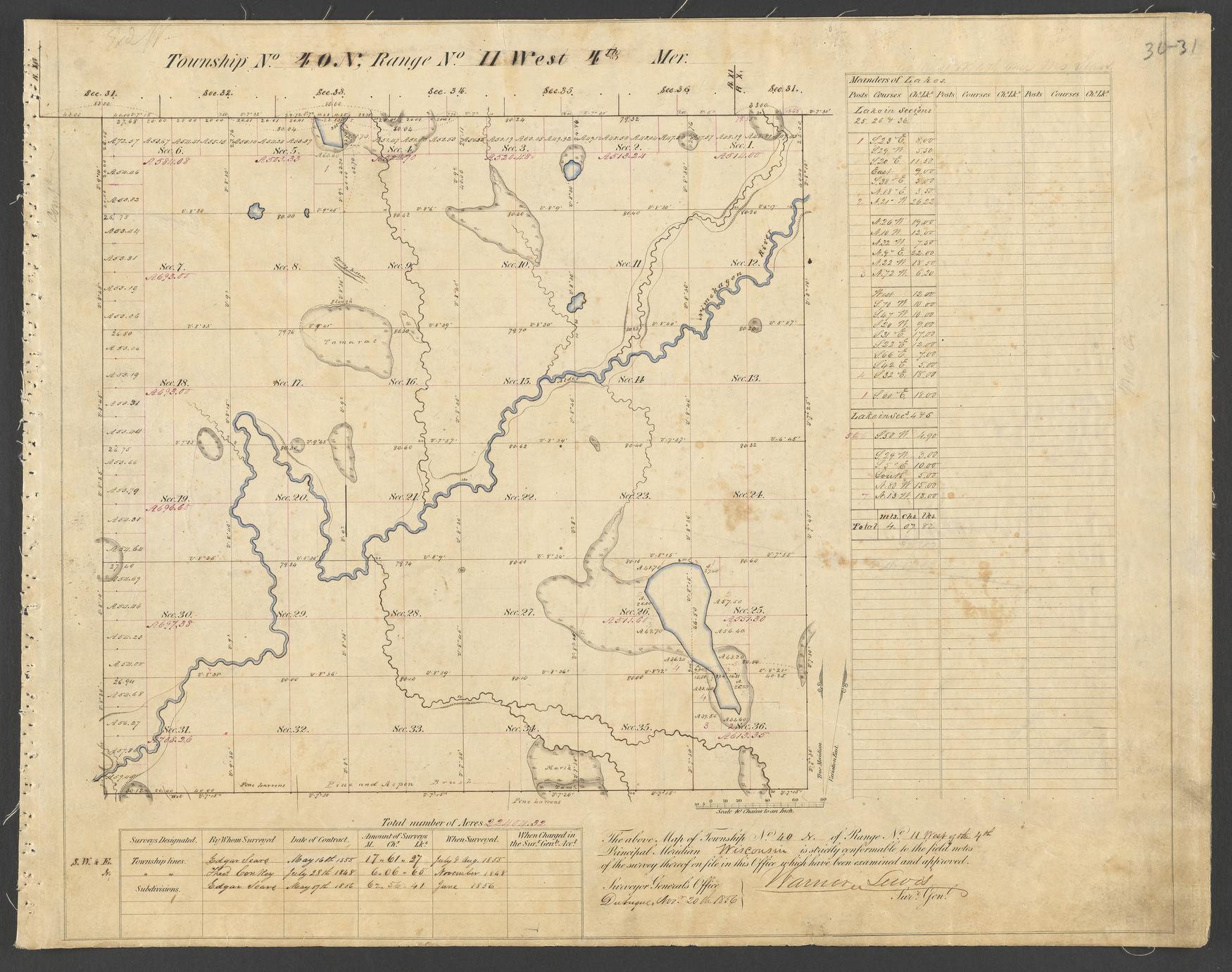 [Public Land Survey System map: Wisconsin Township 40 North, Range 11 West]