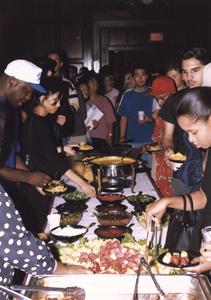 Reception and food line at 1999 MCOR