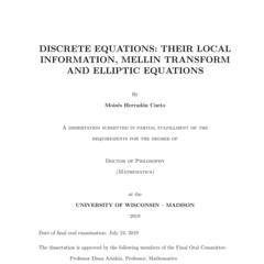 DISCRETE EQUATIONS: THEIR LOCAL INFORMATION, MELLIN TRANSFORM AND ELLIPTIC EQUATIONS