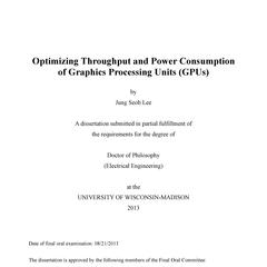 Optimizing Throughput and Power Consumption of Graphics Processing Units (GPUs)