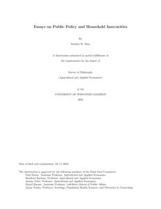 Essays on Public Policy and Household Insecurities
