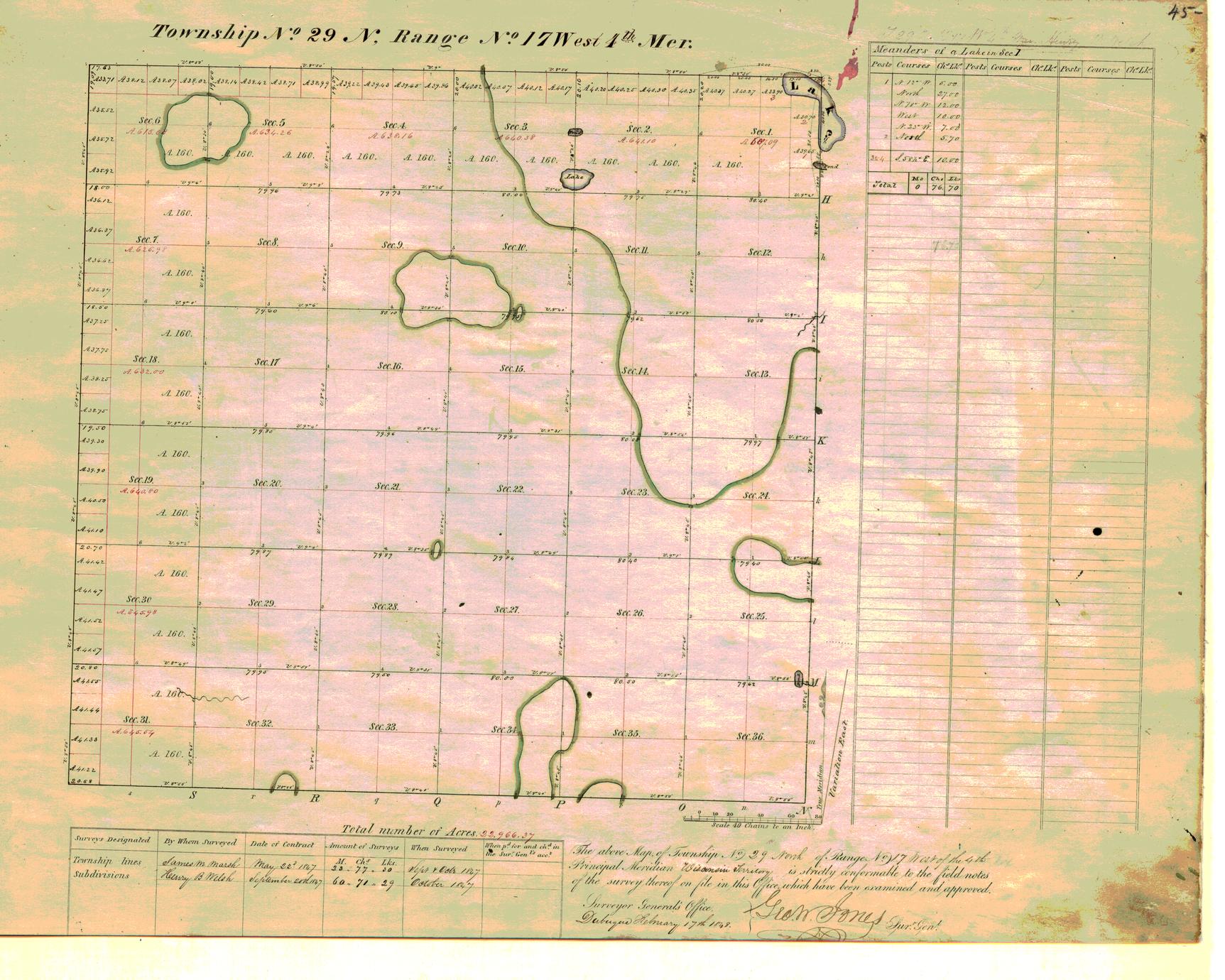 [Public Land Survey System map: Wisconsin Township 29 North, Range 17 West]
