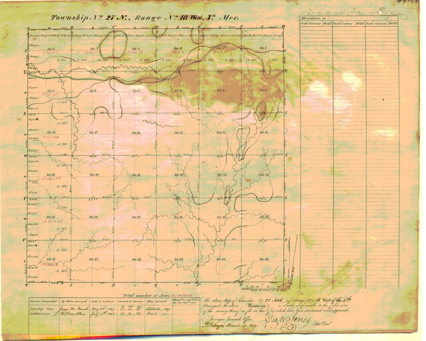 [Public Land Survey System map: Wisconsin Township 27 North, Range 18 West]