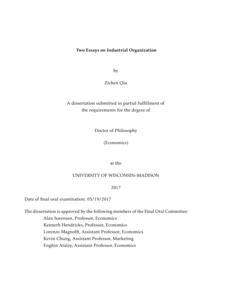 Two Essays on Industrial Organization