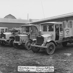 Wilbur Lumber Company, Waukesha, trucks with drivers
