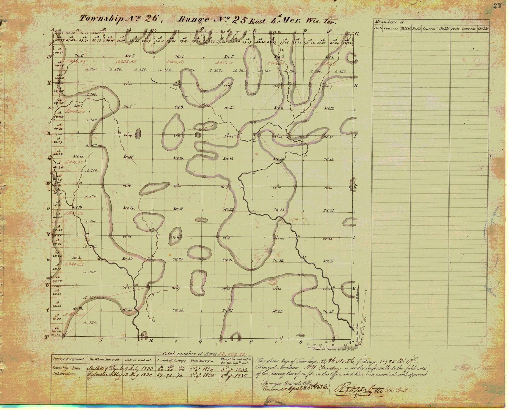 [Public Land Survey System map: Wisconsin Township 26 North, Range 25 East]