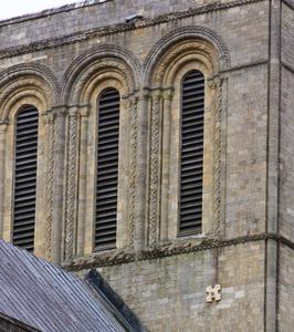 Winchester Cathedral central tower openings from northwest