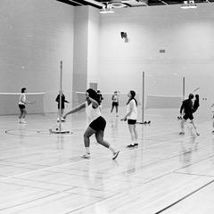 Women playing badminton