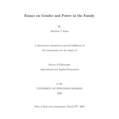 Essays on Gender and Power in the Family