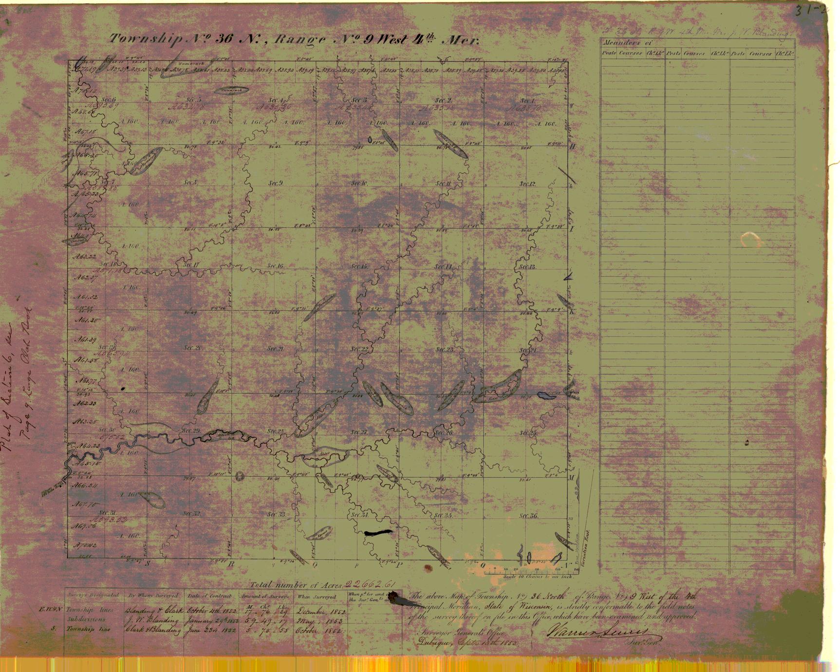 [Public Land Survey System map: Wisconsin Township 36 North, Range 09 West]