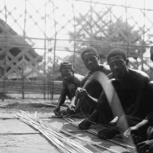Laborers Constructing Portion of Palace Wall in Kuba-Bushong Capital of Nsheng