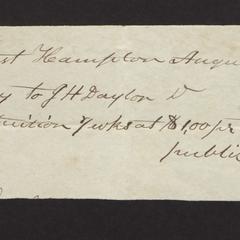 Bill from J. H. Dayton to Major Felix Dominy, 1833