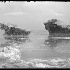 Lake Michigan - ice on lake by sanitarium - February
