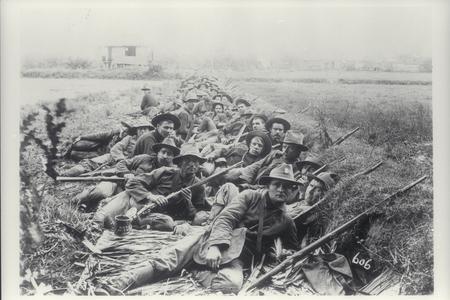 American soldiers rest during a lull in the fighting, 1899