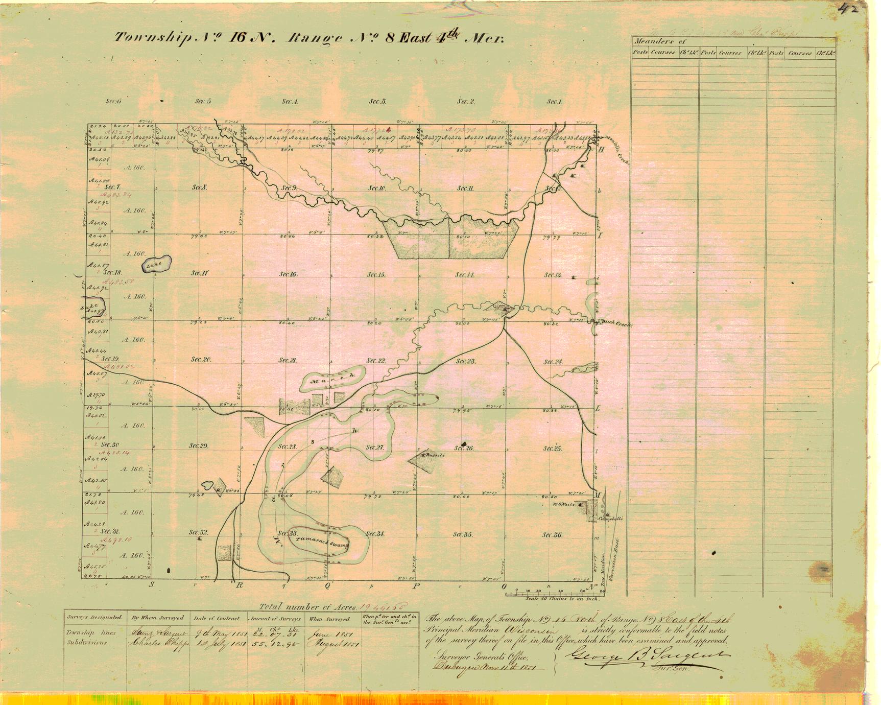 [Public Land Survey System map: Wisconsin Township 16 North, Range 08 East]