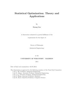 Statistical Optimization: Theory and Applications