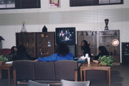 Students watching television
