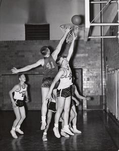 Basketball game against UW-Marinette, Manitowoc, 1956-1957