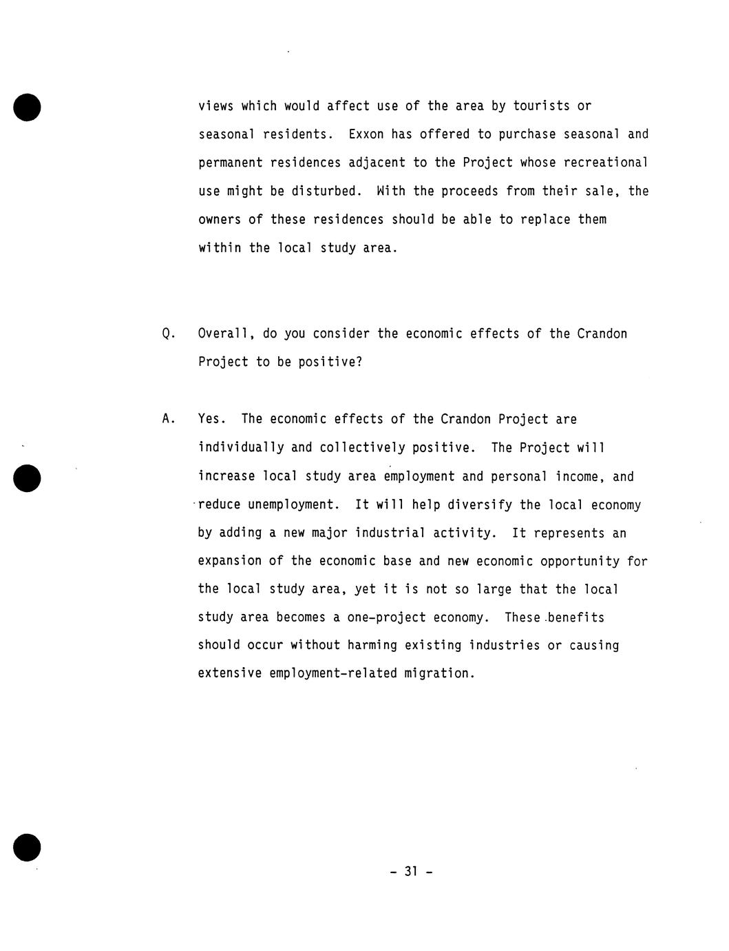 Crandon Project : Direct testimony of Exxon witnesses before the State ...