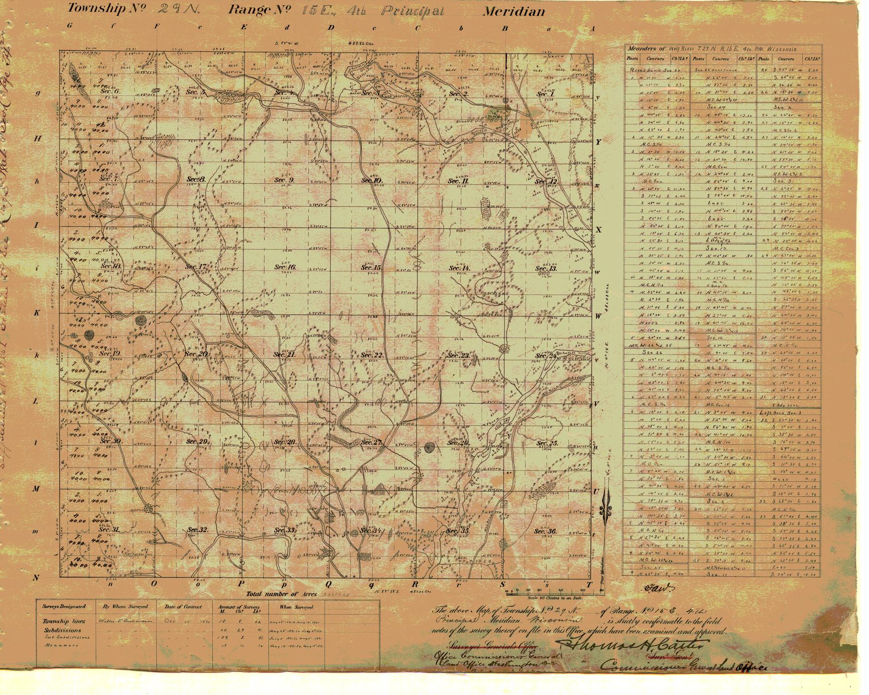 [Public Land Survey System map: Wisconsin Township 29 North, Range 15 East]
