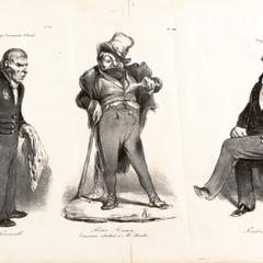 De Sémonville, Robert Macaire, Roederer [at bottom : "Caricature attributed to Mr. Roederer," at top "Judges of the April's accused"]