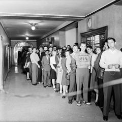 Cafeteria, students in line