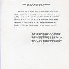Resolution to be presented at the faculty meeting