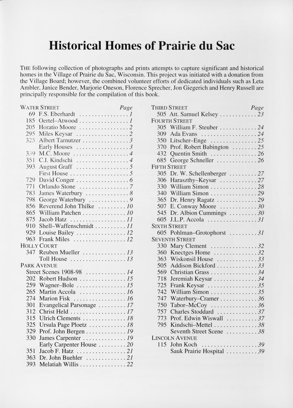 Historical homes of Prairie du Sac a project of the Sauk Prairie Area