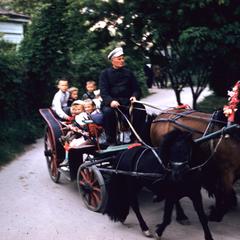 Children in a horse-drawn carriage