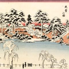Picture of Snow in the Temple Gardens at Nippori, from the series A New Selection of Famous Places in Edo