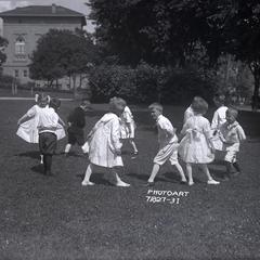 Children playing near Agriculture Hall