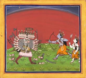 Battle Between Rama and Ravana, Folio from a Series Illustrating the Ramayana